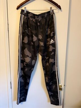 adidas  Black & Gray Camo Joggers with Side Stripes